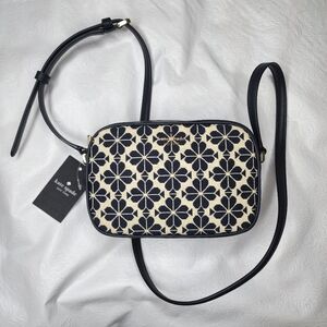 Kate Spade Crossbody Signature Purse Mini Camera Bag Navy Blue Spade Flower NWT